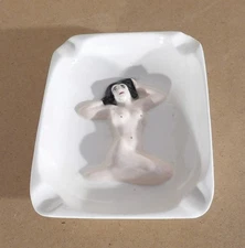 Vintage Risque Nude Lady Ceramic Ashtray