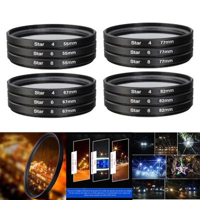 3 Stück Stern, optische Glaslinse Fotografie Zubehör 8 Punkte Universal