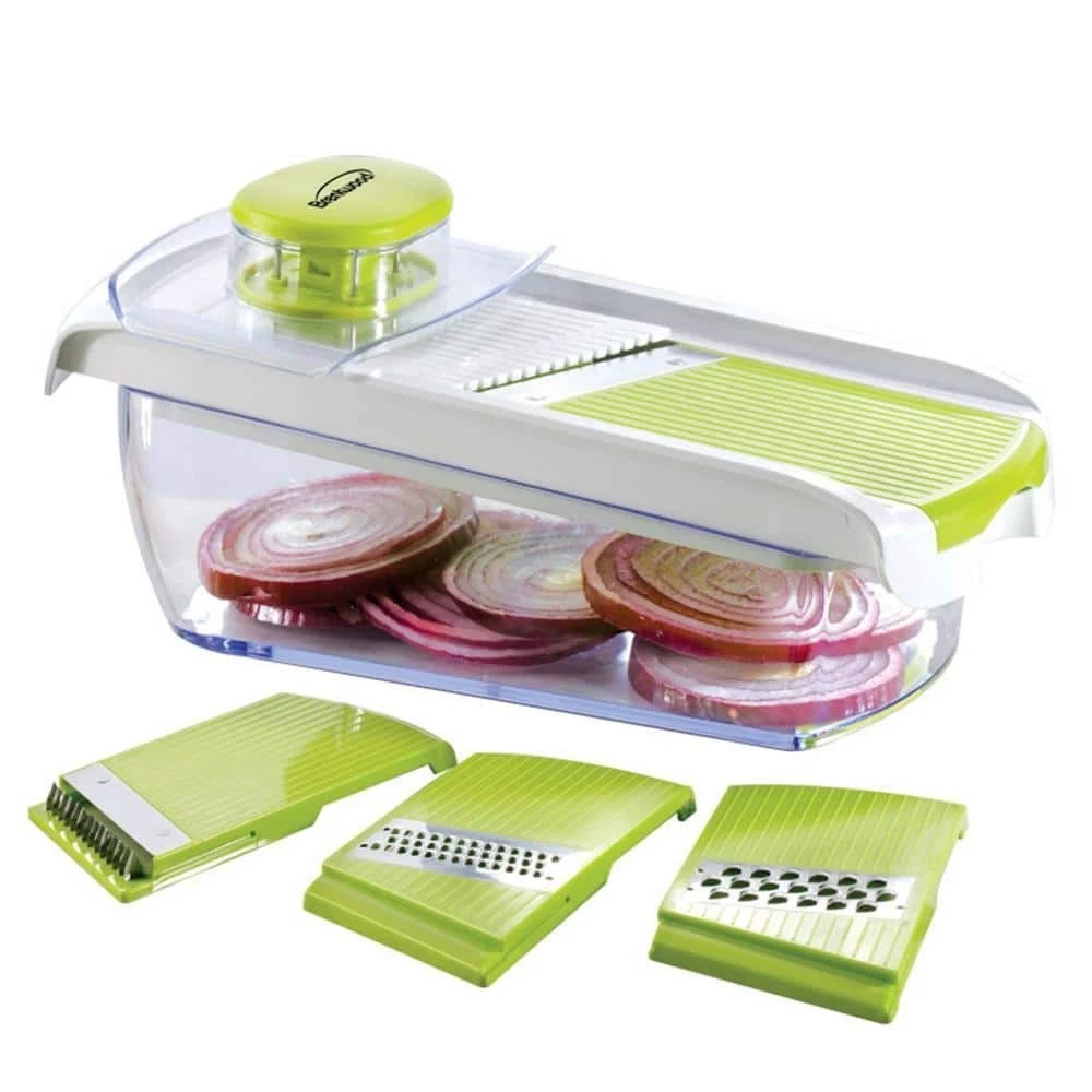 Brentwood Slicer Transparent Mandoline 5-Cup Container 4 Stainless Steel Blades
