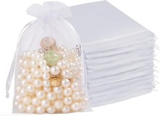50 Pcs Organza Bags 4x6, White Small Mesh Gift Bags Drawstring Bulk