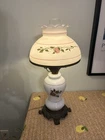 Vintage HED Co Hurricane Lamp Milk Glass Pink Rose Gone With The Wind Table Lamp