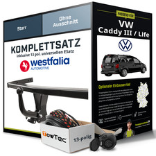 Anhängerkupplung WESTFALIA starr für VW Caddy III / Life +E-Satz Kit