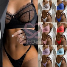 UK Women's Sexy Push Up Lace Lingerie Bra Set G-string Thong Underwear Nightwear