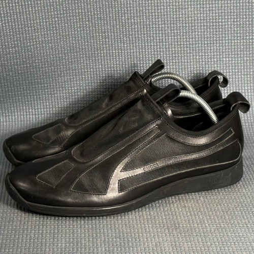 Gucci Herren Schwarz Stoff Turnschuhe Slipper Italienische Schuhe Größe 8,5 - Bild 2 von 10
