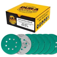 800 Grit 5" Green Sanding Discs, 8-Hole, Box of 50 - Hook & Loop Sandpaper