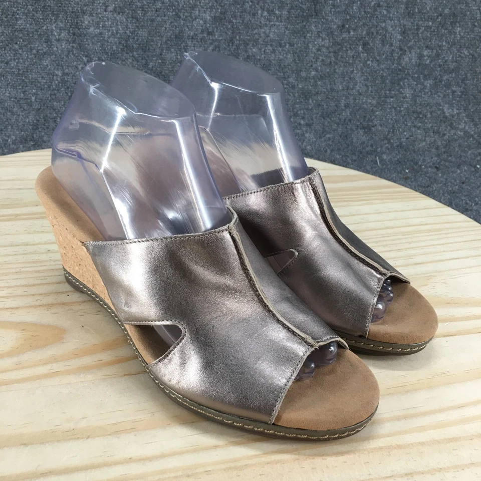 Sandalias Clarks para mujer 9 M Lafley Mio sorbo de corcho cuña deslizable marrón metálico Foto 3 de 4