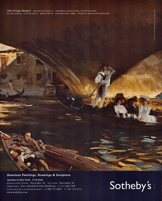 2005 JOHN SINGER SARGENT Art Gallery Exhibition Rialto 1-Page Magazine PRINT AD
