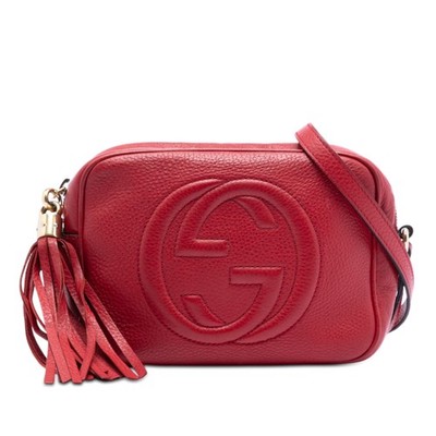 Gucci Leather Soho Disco Crossbody Pre-Loved Umhängetasche Rot