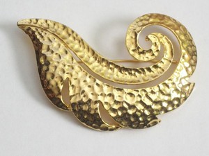 Authentic Hammered gold plated curled leaf
