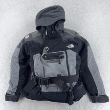 North Face Steep Tech Jacket Womens XS Black Gray Hooded Belted Ski Snow Outdoor