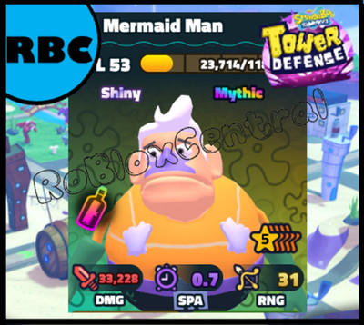 MERMAID MAN 5 STAR SHINY - CHEAP SPONGEBOB TOWER DEFENSE - SBTD UNIT