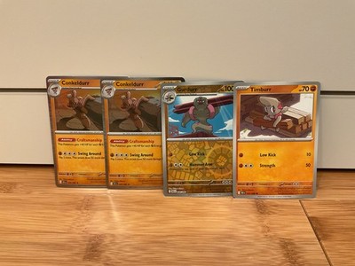 2x Conkeldurr Glitch Holo + Gurdurr + Timburr   Full Evolution Line Pokémon