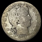 1911 Barber Quarter Dollar 25c KM 114 Lot C7-62 US Type 90% Silver Coin LOW MINT