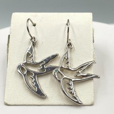 Fashion Silver Tone Faceted Iridescent Rhinestone Bead Swallow Drop Hook Earring