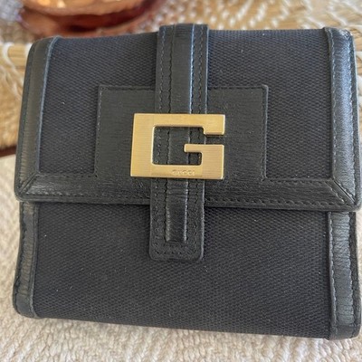 gucci unisex wallet G mark canvas & leather vintage authentic