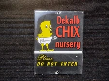 Porcelain Dekalb CHIX Enamel Metal Sign Plate Size 8" x 6" Inches