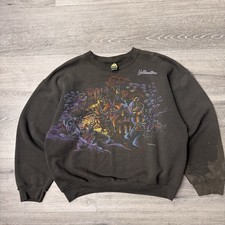 Vintage 90s Yellowstone Nature Wrap Around Print Black Sweatshirt Size Large