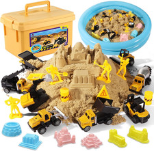 Play Construction Sand Kit,2.2Lbs Magic Sand,8 Alloy Construction Vehicles,1 Inf