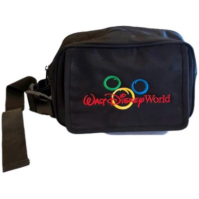 Vtg Walt Disney World Fanny Pack 90s Mickey Mouse Embroidered Black Nylon 9'' WDW