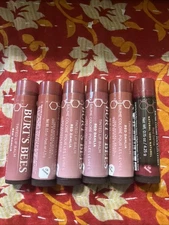 6 Piece Of Burt's Bees Tinted Lip Balm 0.15 oz  - Red Dahlia Brand New & Sealed