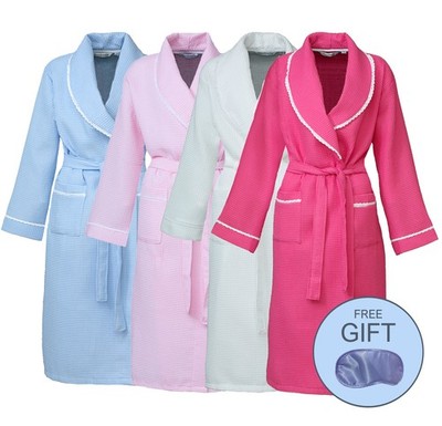 i-Smalls Damen Waffel Morgenmantel Loungewear Bademantel Hausmantel