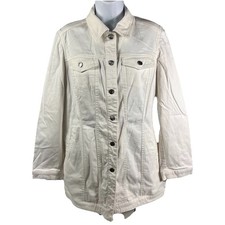 Chico's Button Down Jacket Women's Size 1 US SIze 8/10 Stretch Casual White