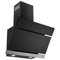 electriQ 60cm Angled Cooker Hood - Black and Stainless Steel eIQAN60BLTOUCHHE