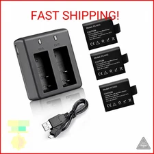 VVHOOY 3 x 1050mAh Rechargeable Action Camera Battery with USB Dual Charger Comp