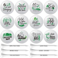 18 Pcs Funny Golf Balls Gifts Set 12 60th Golf Balls and 6 Tees for Men Cowor...