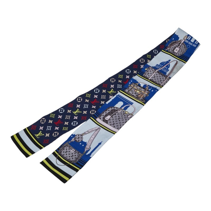 Louis Vuitton Skyline Bandeau Scarf in Navy Blue Multicolor M77317