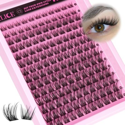ALICE Natural Cluster Eyelash Extensions Lash Clusters DIY Black 