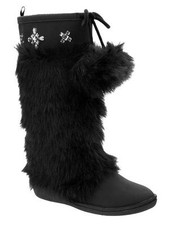 GAP GIRL'S TALL BLACK MIDNIGHT FAUX FUR SPARKLE BOOTS 55 SZ 10 BNWOT