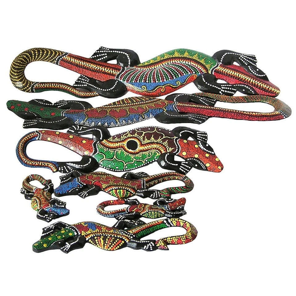 Gecko Echse Deko Figur Wanddeko Holzfigur Wandfigur Afrika Asia Salamander - Bild 2 von 4