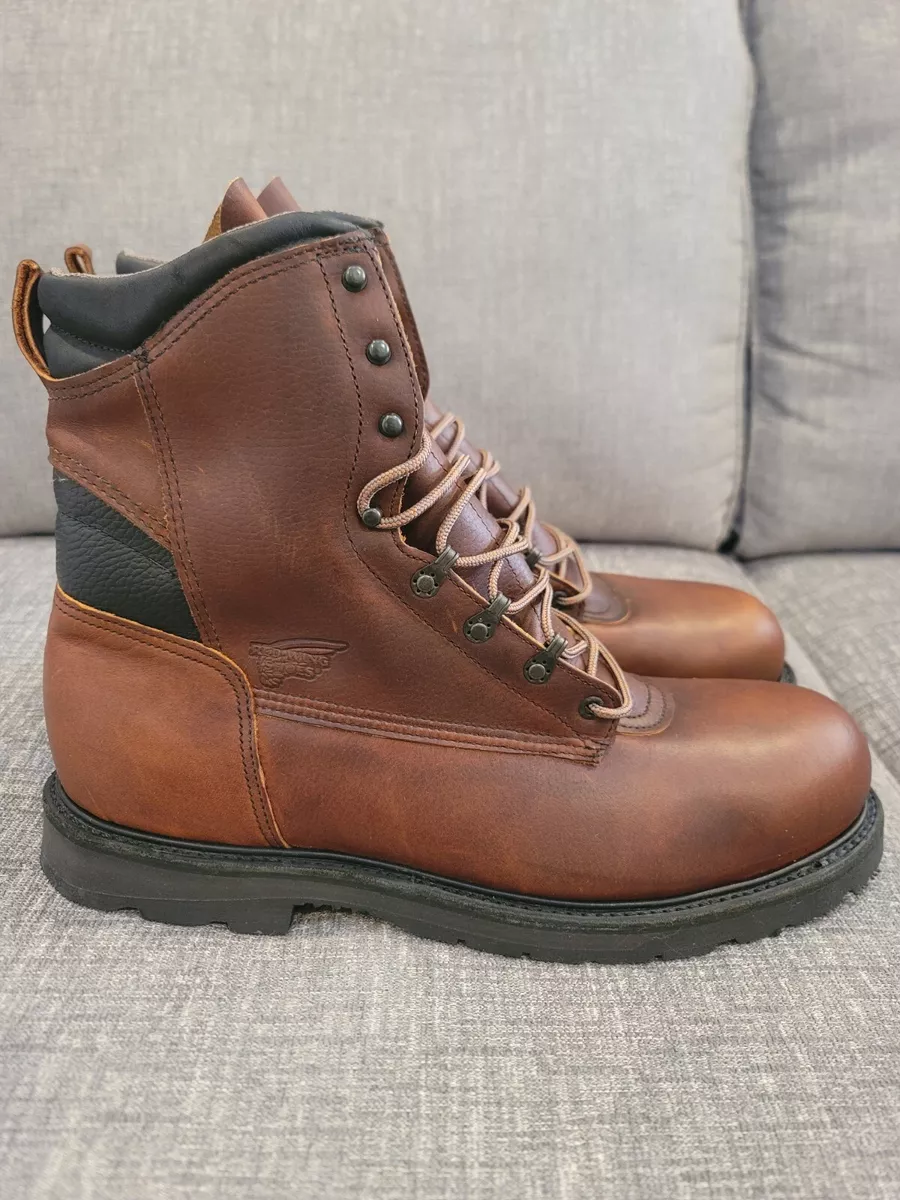 New red top wing work boots