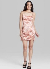 Women's Notch Slip Dress - Wild Fable Pink Floral Sizes M