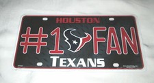 HOUSTON TEXANS 1 FAN EMBOSSED METAL LICENSE PLATE 02 - NEW