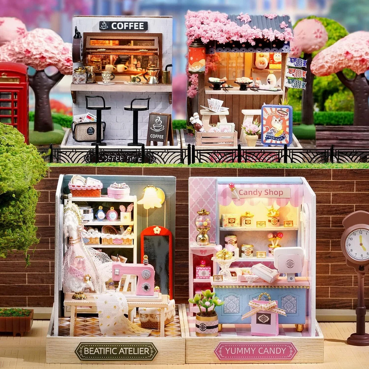 CUTEROOM DIY Miniature Doll House Kits DIY House Kit with Dust Cover 3D Woo