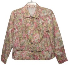 Christopher Banks Jacket Large Lightweight Cardigan Floral Embroidery