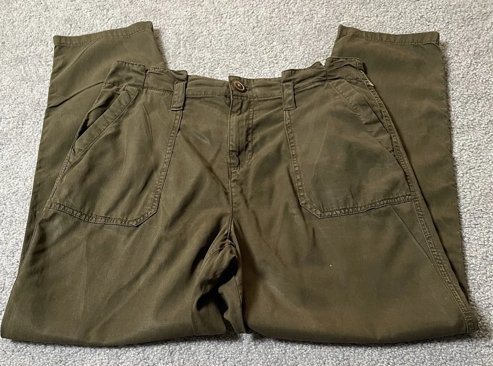 Pantalones Maurices Pierna Recta Talla 12 Verde Oliva Mezcla Tencel Bolsillos Informales Modernos Foto 3 de 4