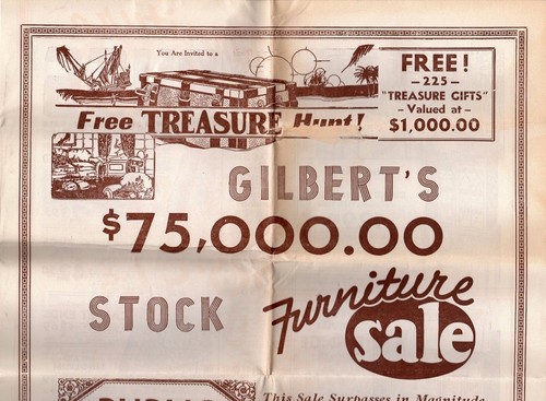 Gilbert's Furniture Store Norwich CT Vintage Graphic Advertising Sales Poster