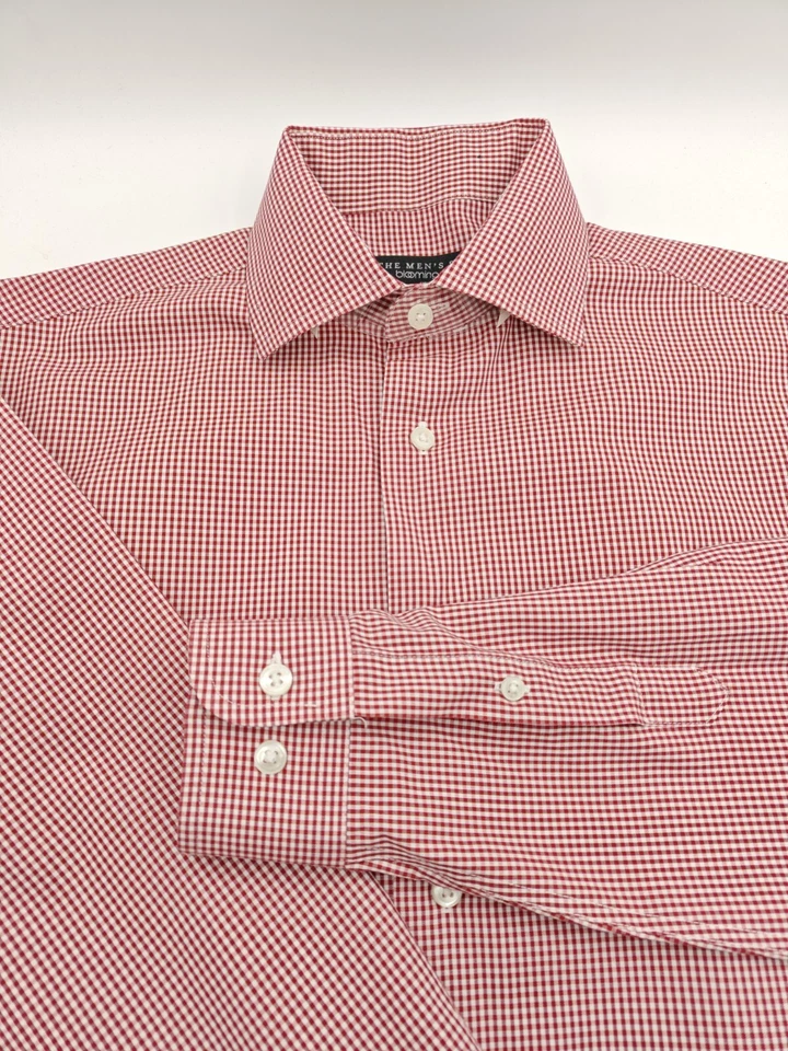 🇺🇲 New Bloomingdale's Mens Non Iron Single Needle Shirt S 14.5x33 Red Gingham - Image 2 of 4