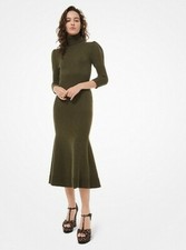 MICHAEL KORS COLLECTION Cashmere Puff-Sleeve Turtleneck Dress Size M