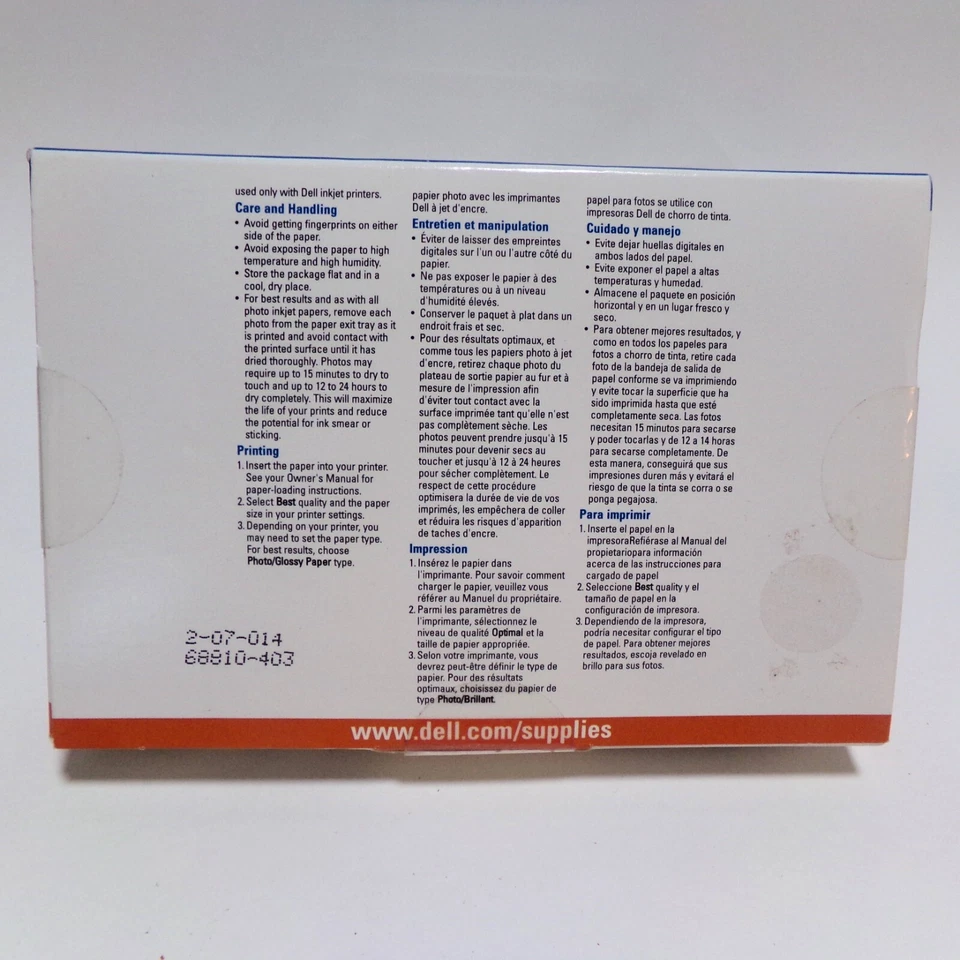 Dell Premium Photo Paper 4"x6" 100 Sheets High Gloss 92 Brightness New Sealed - Image 4 of 4