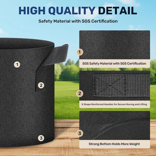 5-24Pack Garden Grow Bag/Rooty Bag Heavy Duty Non-Woven Plant Fabric Pot Contain - Picture 128 of 143