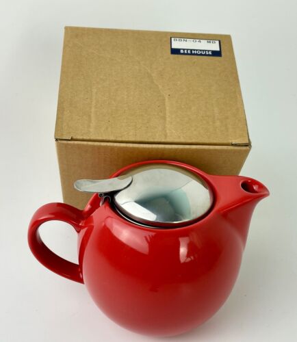 Bee House Teapot with Diffuser Ceramic 23oz Red - Picture 5 of 10