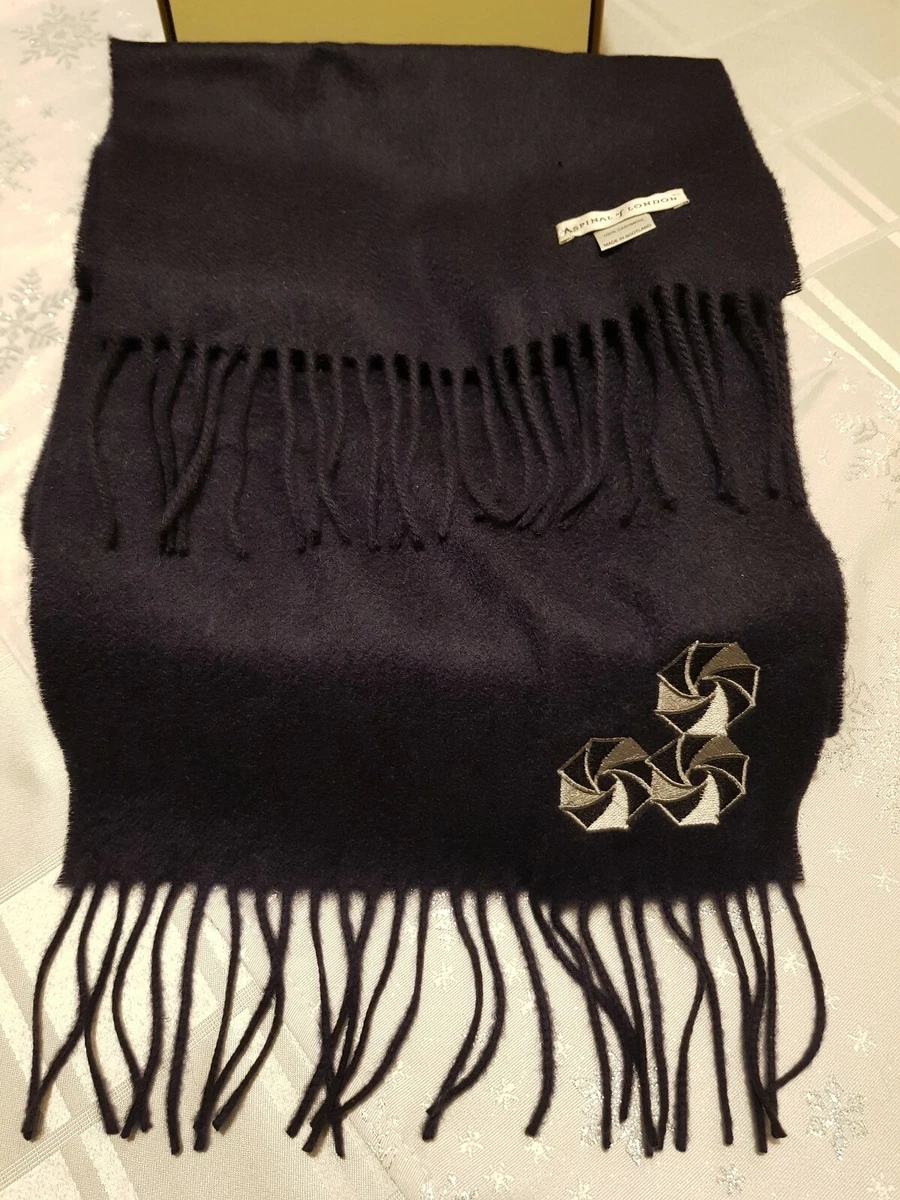 Aspinal of London 100 Cashmere Wool Navy Scarf Brand New Boxed Limited Edition