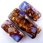 purple Sea Sediment Jasper &Gold Copper Bornite oblong Pendant Bead 48*18*6mm