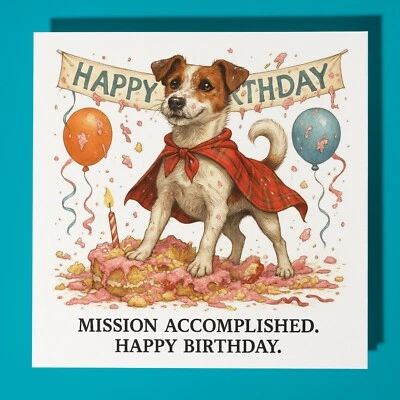 SMART JESTER Jack Russell Terrier - Happy Birthday Card & Envelope - Personalised dog card