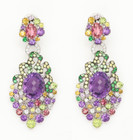 Vintage Multi Color Gemstones Earrings 18k White Gold Dangle Chandelier Earring — photo 1