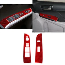 Red Carbon Fiber Interior Front Window Control Cover Trim For Toyota Camry 12-14